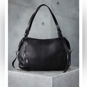 All Saints Darling Bowling Bag Small Black Goat Leather